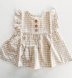 Gingham Ruffle Linen Dress
