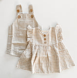 Gingham Ruffle Linen Dress