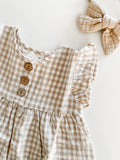 Gingham Ruffle Linen Dress