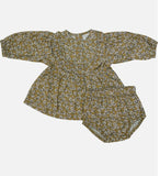 Mustard Magnolia Cotton Dress with Bloomers