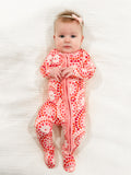 Ruffle Butts Pink Kaleidoscope Hearts Ruffle Footie Pajamas