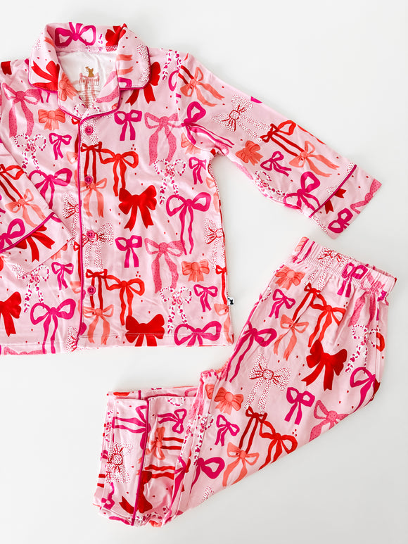 Kiki & Lulu- Bow Button Down Girls Pajama Set