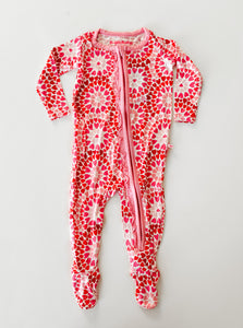 Ruffle Butts Pink Kaleidoscope Hearts Ruffle Footie Pajamas