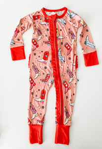 Let's Go (to bed) Girls Convertible Footies with Ruffle