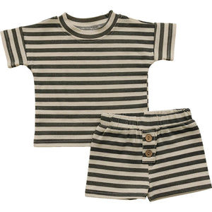 Stripe Button Short Set