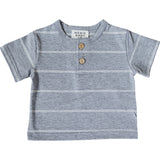 Grey Stripe Button Tee