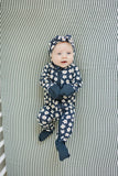 Navy Daisy Ribbed Bamboo Zipper