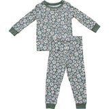 Mebie Baby Dark Green Daisy Ribbed Bamboo Cozy Set