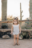 Mebie Baby Sage Stripe Knit Bubble Romper