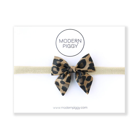 Leopard | Mini Piggy Bow: Nylon Headband
