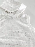 White Speckled Sleeveless Hoodie