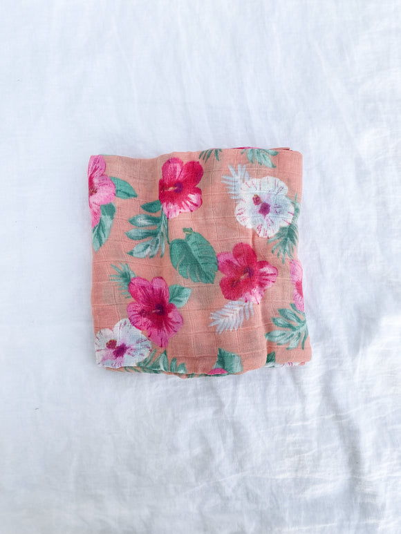 Tropical Hibiscus Muslin Swaddle